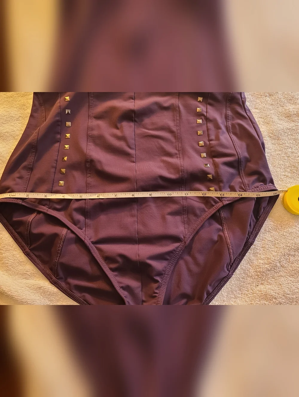 Calvin Klein Studded One Piece Swimsuit Purple Size 12 Underwire B/C Cups - Picture 11 of 12